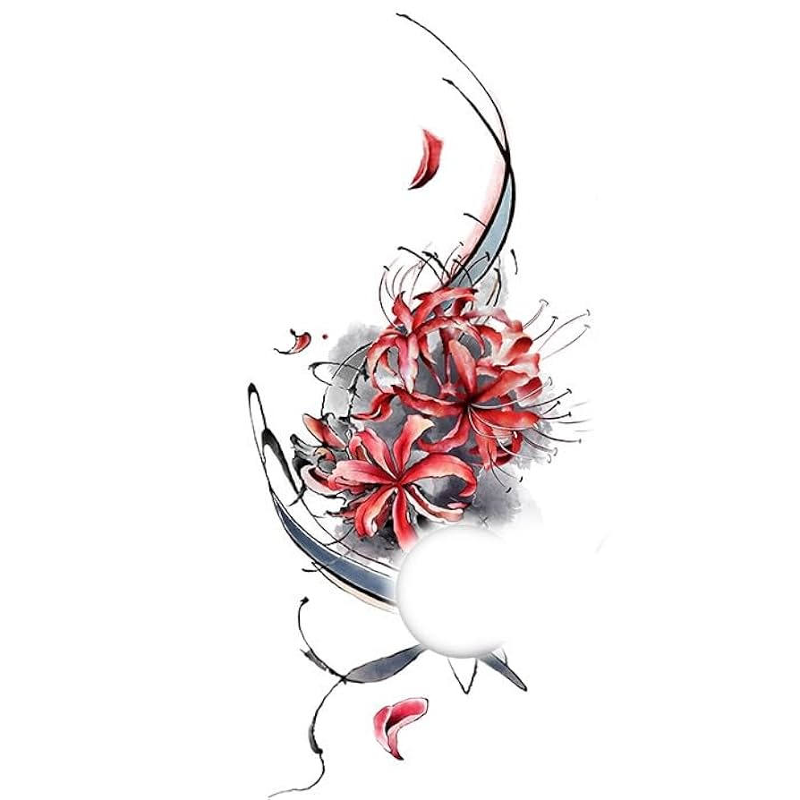 水墨画 赤い花 フレーム付き flower0502.png